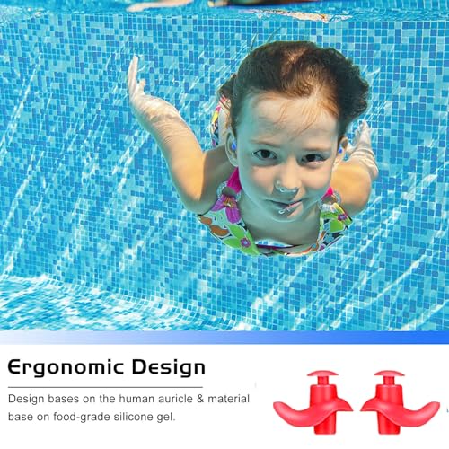 Image of Silicone Swimming Waterproof Soft Ear Plugs Reusable Anti-Noise Dust-Proof Water Diving Sports Earplugs (Red, One Size)