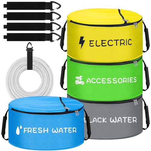 Yotako RV Hose Storage, RV Sewer Hose Storage 4 Packs with Straps, Zipper & Rubber Handle, Waterproof Accessories Bag for Garden Water Hoses Electrical Cords RV Accessories