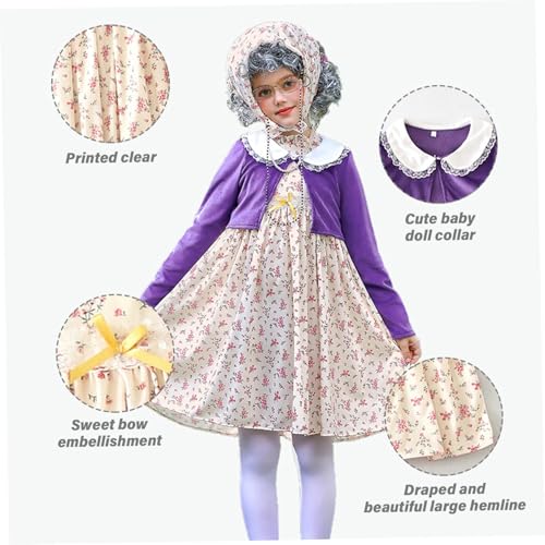 Costume vieille dame pour enfants ensemble 10 pièces 100 jours d'école S - 5