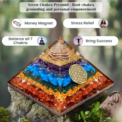 Image of JD FRESH Original 7 Chakra Crystal Laxmi Pyramid Vastu for Home for Good Luck /Money & Wealth /Spiritual Gift /Showpiece for Living Room /Home Decor