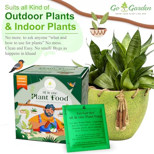 Image of Go Garden All In One Plant Food Fertilizer | Water Soluble Nutrient Formula for Indoor & Outdoor Plants | Easy to Use Plant Growth Foliage, Vegetable & Garden Plants | 10 Sachets (250 gm)