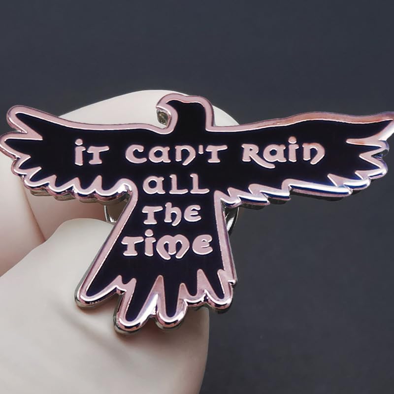 Image of It Can't Rain All The Time Enamel Pin Little Black Eagle Badge Brooch Jewelry Accessories