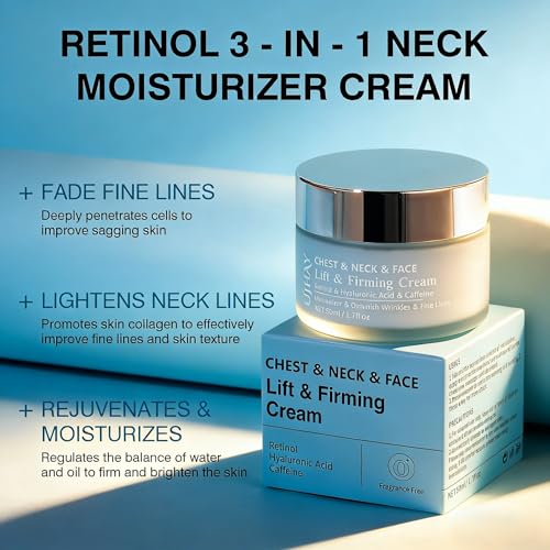 UJhay Retinol Neck Cream, Hyaluronic Acid and Caffeine Enriched Neck Firming Cream to Minimize Fine Lines & Dullness - 3-in-1 Moisturizing Cream for Neck, Chest and Face (50 ml/1.7 oz) - Image 4