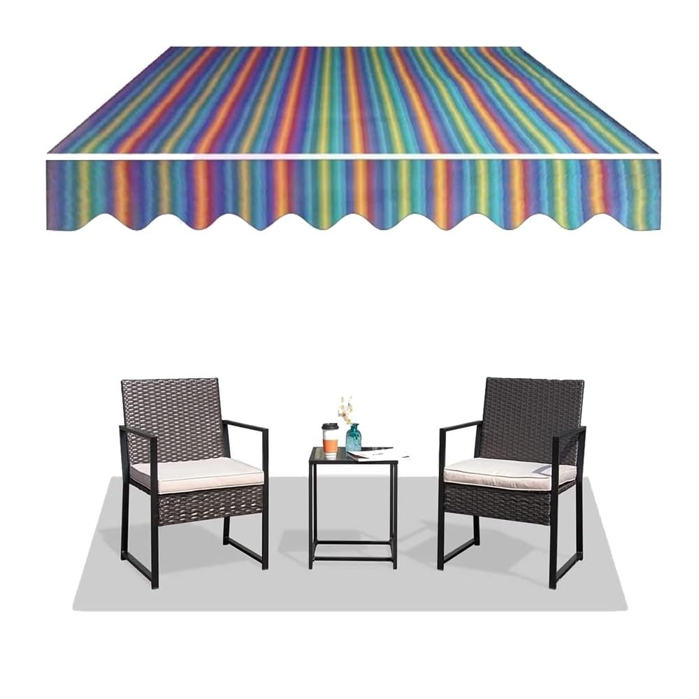 Manual Retractable Awning Fabric Replacement Top Cover, 12x10ft/10x8ft/8x5ft/6.6x5ft Polyester Replacement Canvas For Awnings, Patio Sun Shade Shelter Cloth For Outdoor Door Window(Colorful,2x1.5m/6.5