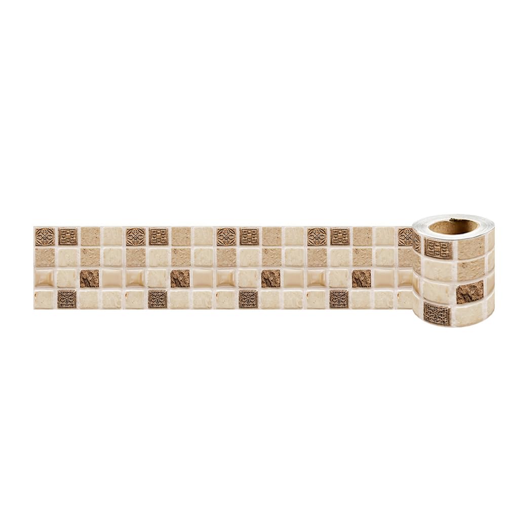 Tmapruvg Beige4 Wallpaper Border Peel And Stick 10Cm*2.4M,3D Decorative Molding Trim Baseboard Sticker Self Adhesive Home Decor For Bathroom Kitchen Backsplash (Beige4)