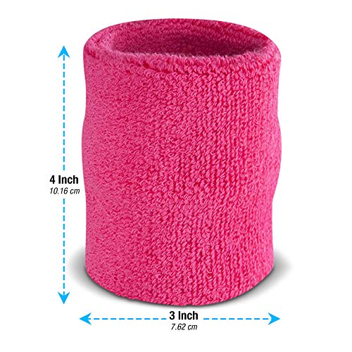 Image of Suddora Arm Sweatbands, Absorbent and Breathable Thick Cotton Bands for Working Out, Gymnastics, Basketball, Tennis, and Football, Multiuse 4-inch Wristbands for Costumes and Cosplay