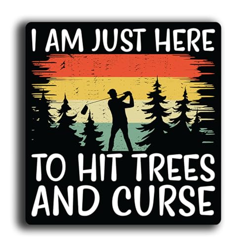 Image of Funny Golf Stickers - 5 Inch Waterproof Vinyl Decals - Choose from 10 Humorous Designs - Perfect for Cars, Golf Carts, Laptops, Windows, Bumpers & More (Hit Trees and Curse)