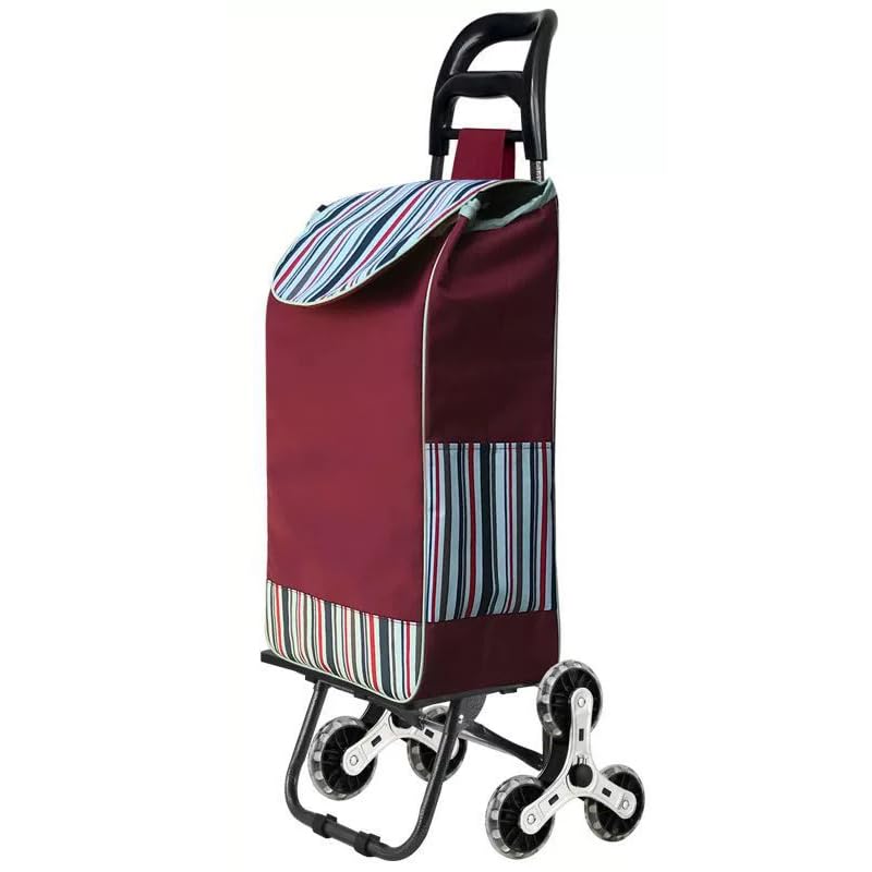 Lightweight Stair Climber Shopping Trolley, 6-Wheel Folding Grocery Cart with Large Capacity, Ideal for Supermarket Trips and Easy Storage