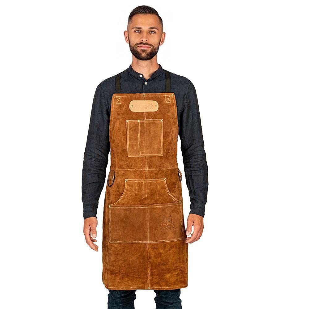 ROUGH SET Büffelleder Grill Koch & Küchen Schürze + Holly Holster Getränkeholster, Dosenholster und Flaschenholster in einem