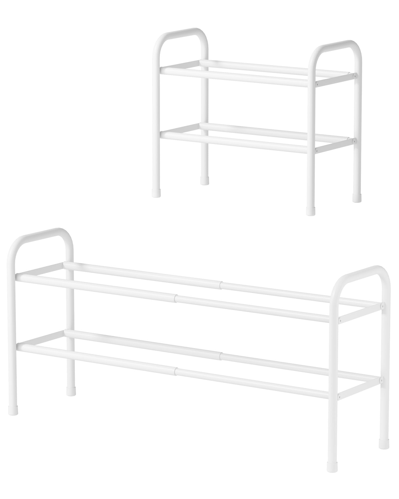 Kitsure 2-Tier Shoe Rack, Extendable Organizer, 44.5–82.8 cm, white
