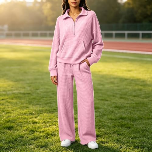 eoeioa Waffle Lounge Set Women Two Piece Going Out Trendy Travel Outfits - image 2