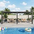 10'×20' Outdoor Louvered Pergola, Aluminum Outdoor Louvered Pergola Patio with Adjustable Roof, Gazebo for Outdoor Deck, Backyard, Garden(10x20FT)