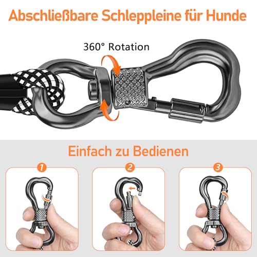 X XBEN Schleppleine für Hunde, 3M 5M 10M 15M 20M 25M 30M Lang Robuste Hundeleine mit Abschließbarer Karabiner, Laufleine Trainingsleine für Kleine Mittlere Große Hunde, Weiche Handschlaufe