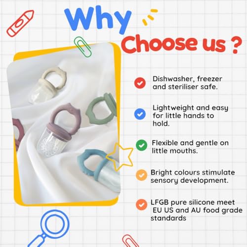 WeSweet Fruchtsauger Baby | Silikon Futterspender für Babynahrung und Gefriertablett für Babynahrung, Milch-Eis am Stiel, zur Linderung des Zahnens von Babys, Schnuller zum Selbstfüttern (Cat Purple)