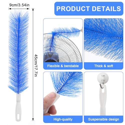 Image of Yuanchu 2 Pcs Fan Cleaner Brushes, Bendable Fan Cleaning Brush Cobweb Duster Set Microfiber Head Washable Brush for Ceiling Fan Air Vents Curtains Cars Box Fan(Blue)