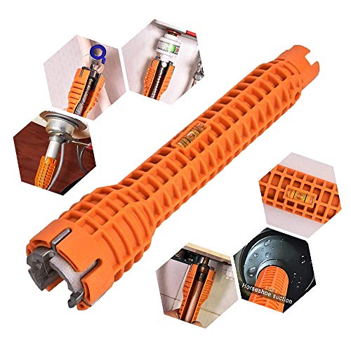 Smoothclue Faucet and Sink Wrench with Gradienter, Multifunctional Faucet Wrench Tool,Basin Wrench Plumbing Tools,Double Head Sink Installer Tool Water Pipe Spanner Tackle For Plumbers And Homeowners