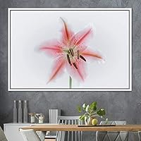 Framed Canvas Wall Art Pink Flower Snapshot Closeup Floral Multicolor Pastel Photography Relax/Calm Romantics Single - 16x24 inches