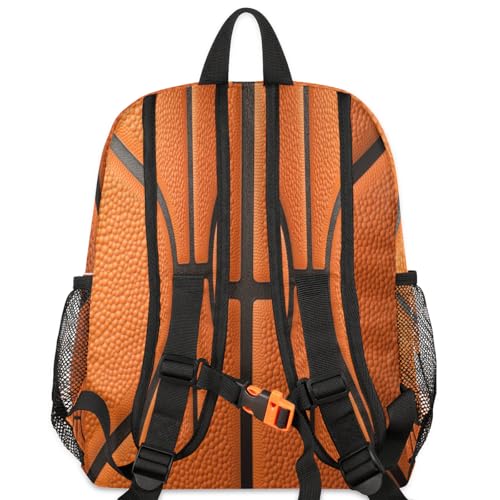 Image of Toddler Sports Backpack for Boys,12 Inch Kids Backpack for Preschool Kindergarten Elementary,Lightweight Small Bookbag with Chest Strap for Daycare Travel,Basketball Texture