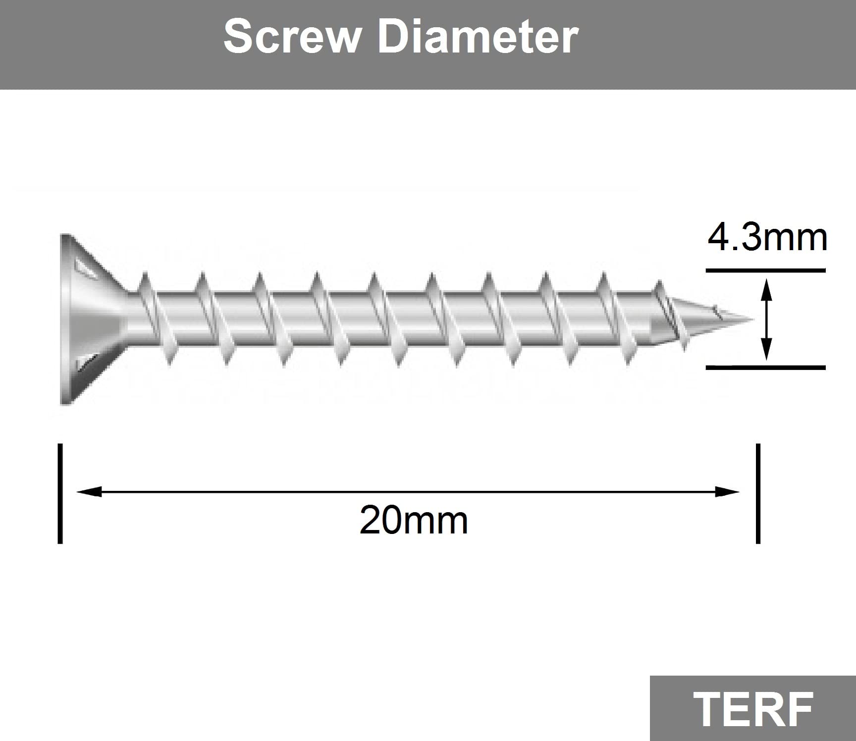 TERF® PVC Window Screw 4.3mm X 20mm Philip Drive Flat Countersunk Stainless Steel A2 (304) Self Tapping PVC Window Screws 4.3mm X 20mm For PVCu Window Door - Image 3