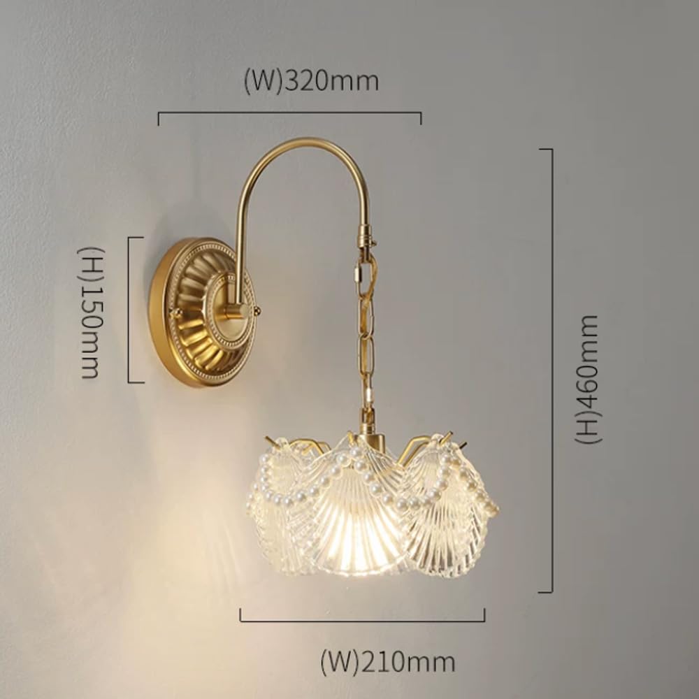 Wisząca Lampa Ścienna W Nowoczesnym Stylu Retro, Dekoracja Wnętrz, Kinkiet, Oprawa Świetlna, Wykwintny Klosz Szklany, Metalowa Lampa Ścienna E14 Z Połowy Wieku, Wykończe,Bwith pearls