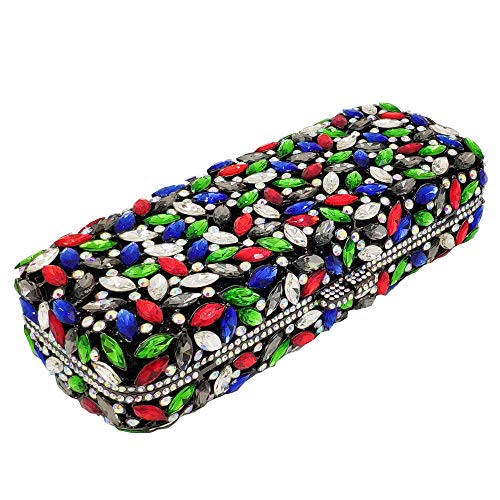Image of Boutique De FGG Women Crystal Clutch Bag Minaudiere Box Handbag Party Prom Rhinestone Clutch Purse Wedding Bag, Mini