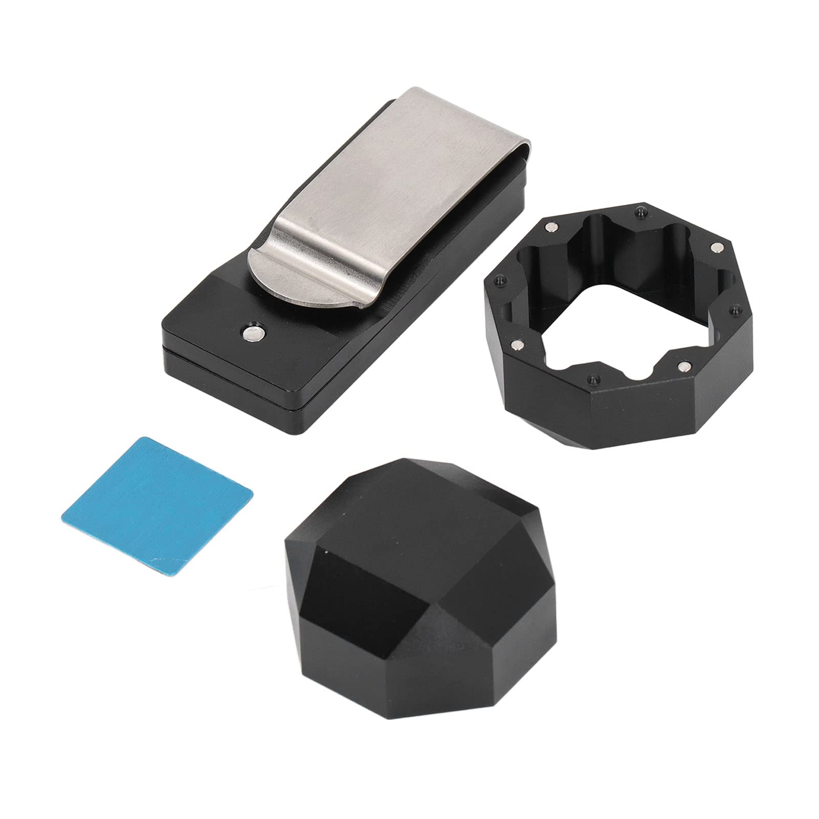 SPYMINNPOO Aluminum Cue Chalk Holder with Clip, 2 Layers Octagonal Billiard Pool Cue Chalk Holder Universal for Octagonal Cubes Cylindrical Chalks Sportinggoods Billiards Supplies