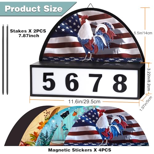 Mxwcy CY-029 Solar Address Sign, House Numbers For Outside Waterproof, Led Illuminated Address Numbers With Stake, Wall Mounted/In Ground Address Plaque thumb #2