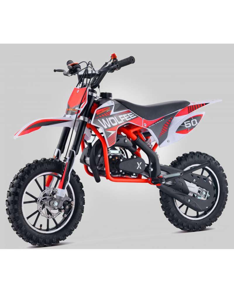 T-MOTO - Mini moto cross 50 cc Wolfee 2 Tempi - Minimoto a benzina 10/10 - Minimoto cross 50cc per principianti - Mini moto cross benzina, Rosso