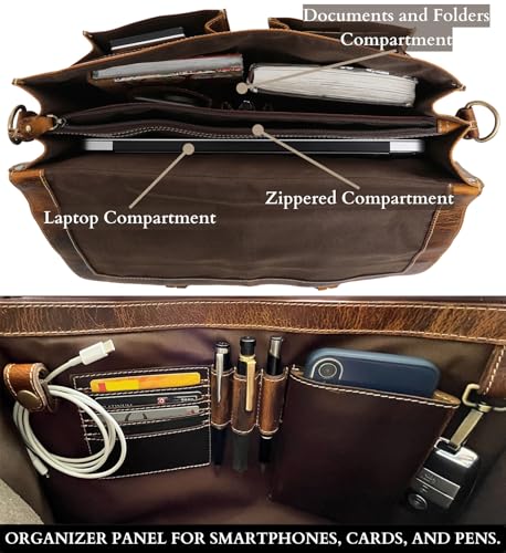 RUSTIC TOWN Handmade Leather Shoulder Briefcase Messenger Bag Mens 16 inch Laptop Satchel4