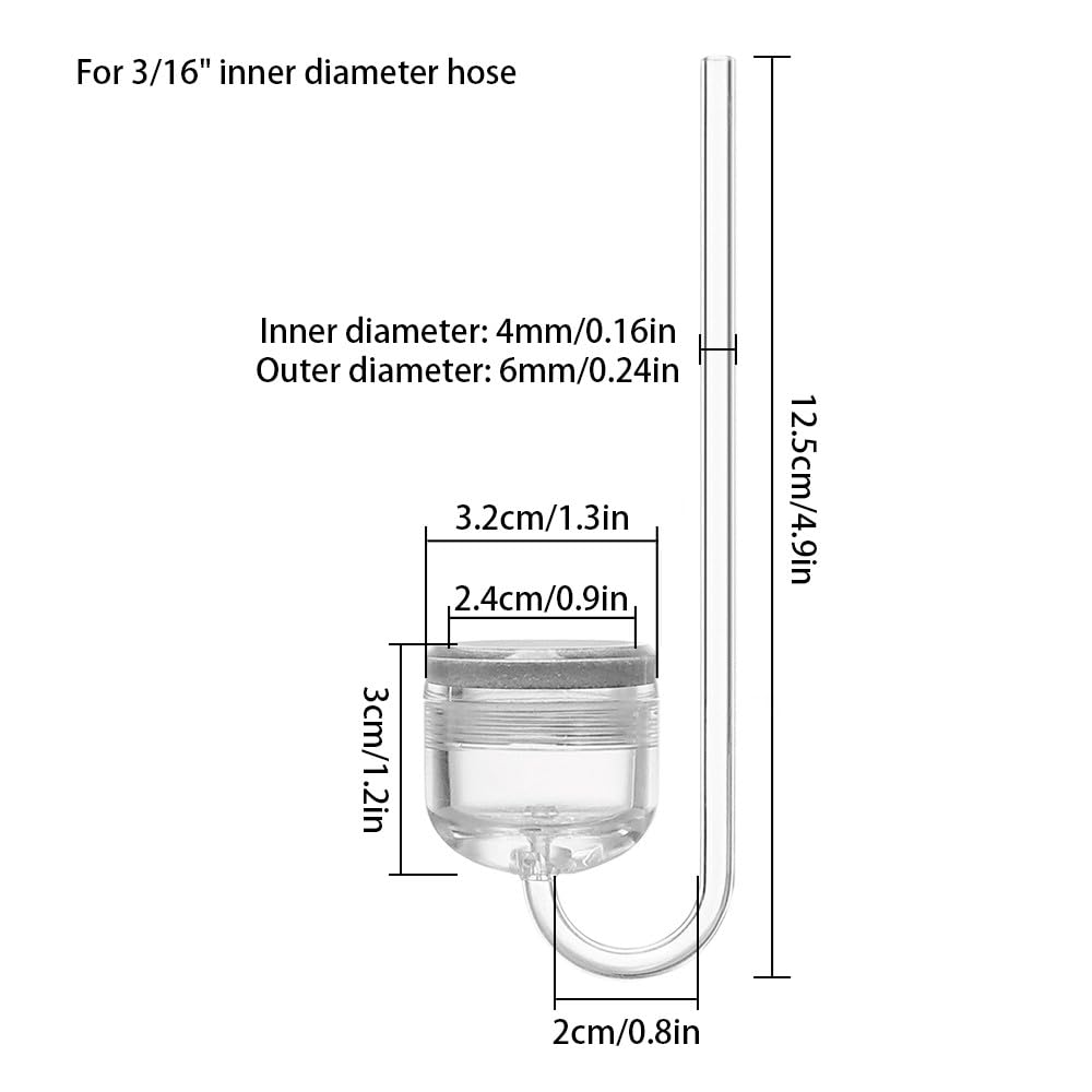 Aquarium CO2-diffuser 2 in 1 met geïntegreerde bellenteller Transparante aquarium kooldioxide-diffuser voor aquariumplanten Watergras(M