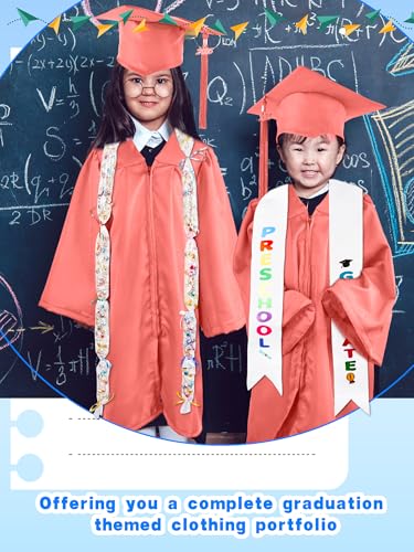 Image of Unisex Kids Kindergarten Graduation Gown Cap Tassel Stole Preschool Graduation Gown Robes Certificate for Boy Girl