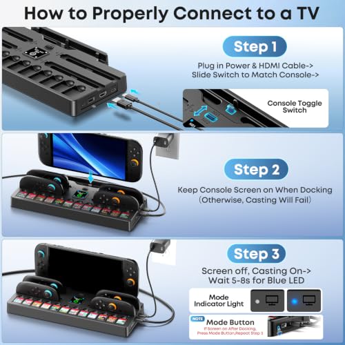 Image of [Switch 2 /1 /OLED Compatible] Switch 2 Docking Station with Charging Dock, TV Base Dock Replacement Support 4k@120HZ HDMI Output, Seitch 2 Accessories Store 12 Game Cards, Game Boy Advance Games