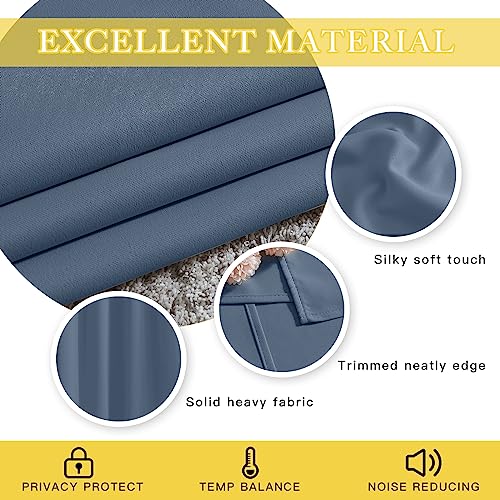 NICETOWN Stone Blue Blackout Sliding Door Curtains, Grommet Thermal Curtain Window Treatment Room Divider Drape Sound Reducing for Patio Door/Living Room, 1 Panel, W80 x L90