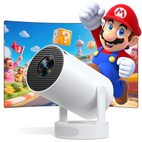 Image of Smart Mini Projector with Android 11 & 5000+ Apps, 4K Supported Full HD 1080P, 20000 Lumens, Wi-Fi 6 & Bluetooth 5.0, 180° Rotatable Home Cinema Projector with Auto Keystone & HiFi Speakers