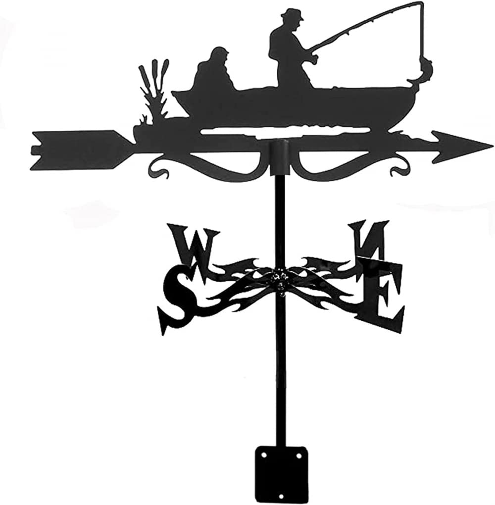 TAXXII Blacksmith Angler Weathervane Outdoor Roof Garden Weather Vane Measuring Tool Mount Wind Vane,Yard Direction Indicator