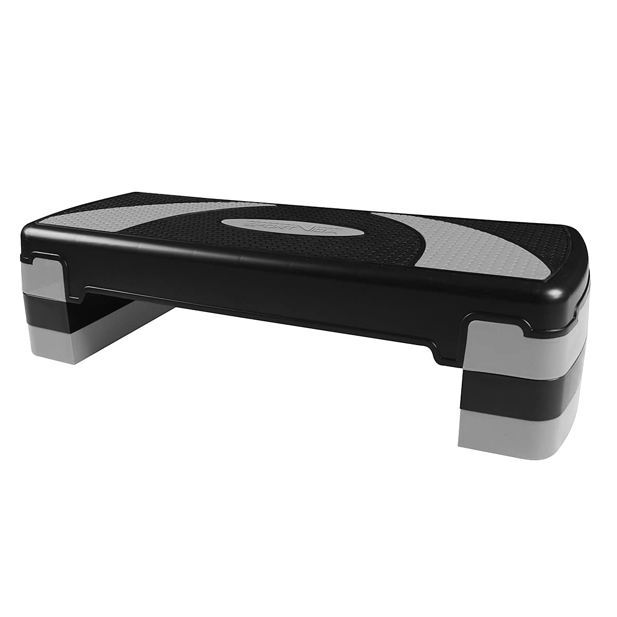SportVida Stepper per aerobica – Stepper per allenamento a casa – Stepper Fitness – Attrezzi fitness per palestra – Step Bench regolabile in altezza – Molte varianti (grigio 3 altezze)