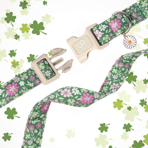 Image of St. Patrick's Day Dog Collar, UP URARA PUP Shamrock Adjustable Pet Collar with Quick Release, St. Patrick's Day Dog Accessories for Small Medium Large Dogs