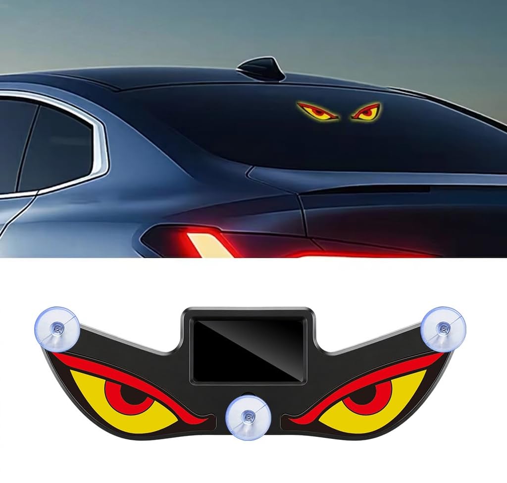 AutoBizarre Wireless Triangle Window Devil Eye Shaped LED Light Solar Powered Demon Eye Light For Car Windshield Universal for All Cars, SUV’s (Red Yellow)-image-15