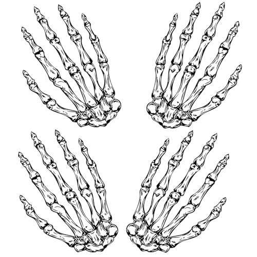 Creepy Halloween Temporary Tattoos - 4-Sheet Skeleton Claw Hand Fake