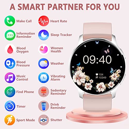 Erkwei Smart Watch For Women(Make/Answer Call) Fitness Tracker With Heart Rate Sleep Monitor Pedometer Waterproof Smartwatch For Android Ios Phones Ai Voice Control Digital Watch Silver #TOP6