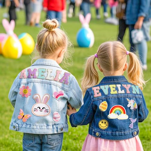Personalized Denim Jacket for Girls Boys Kids & Toddlers, Spring Autumn Denim Jackets Outerwear, Custom Name Jean Jackets, Custom Easter Birthday Gifts for 1-14st2