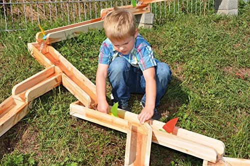 EDUPLAY 160252 Wasserbahnen Holzbahnen, Natur, 12-teilig (1 Set)
