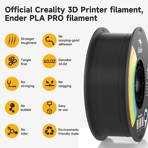 Image of Official Creality PLA Filament Pro Black, 1.75mm 3D Printer Filament, Ender PLA + (Plus) Printing Filament, 1kg Spool (2.2lbs), Dimensional Accuracy ±0.02mm. Fit Most FDM Printers