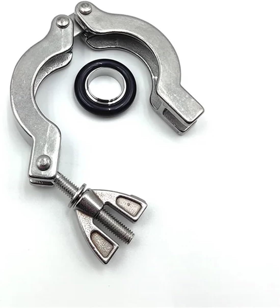 KF16 KF25 KF40 KF50 Vacuum Clamp Set 304 Stainless Steel Aluminum Alloy Flange Ring Center Bracket Pipe Fittings FPM O-ring(Aluminum KF16 Suit,5PCS)