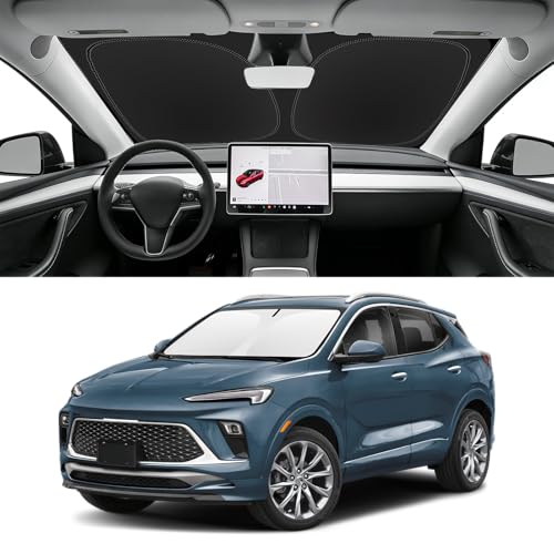 Image of Custom Fit Windshield Sun Shade for Buick Encore GX 2020-2026 | Blocks UV Rays and Sun Heat, Helps Reduce Interior Temperature, Protects Dashboard from Fading, Folds Easily for Storage
