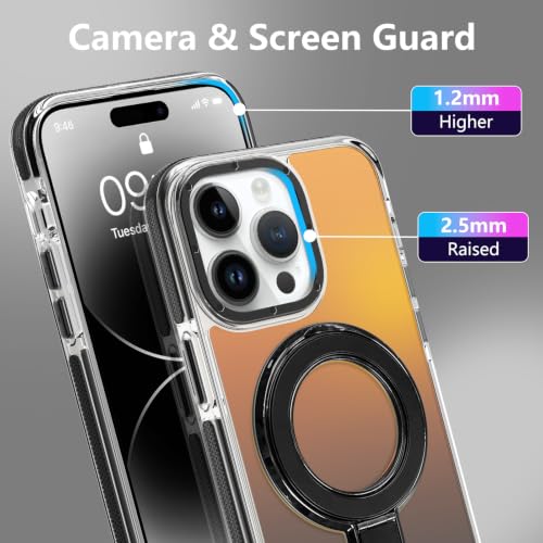 Image of Magnetic for iPhone 14 Pro Max Case with Stand [Compatible with Magsafe] [Fashion Fluorescent Design] [1 Screen Protector] Slim Translucent Matte Case for iPhone 14 Pro Max 6.7 inch 2022, Black
