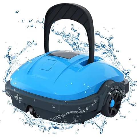 WYBOT Cordless Robotic Pool Vacuum, Powerful Suction,180μm Fine Filter,Automatic Pool Cleaner, Self-Parking, for Above Ground Flat Pool Cover