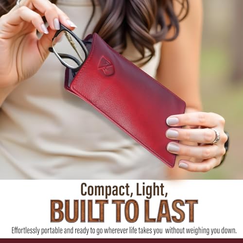 Image of ALLEN & MATE 100% Leather Slim Glasses Case for Reading and Computer Glasses for Men & Women