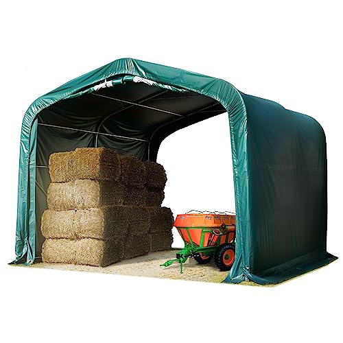 Abri Tunnel 4x4 m bâche en PVC 850 N Vert, ancrage pour Sol Meuble