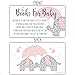 50 Pink Elephant Books for Baby Shower Request Cards - Invitation Inserts
